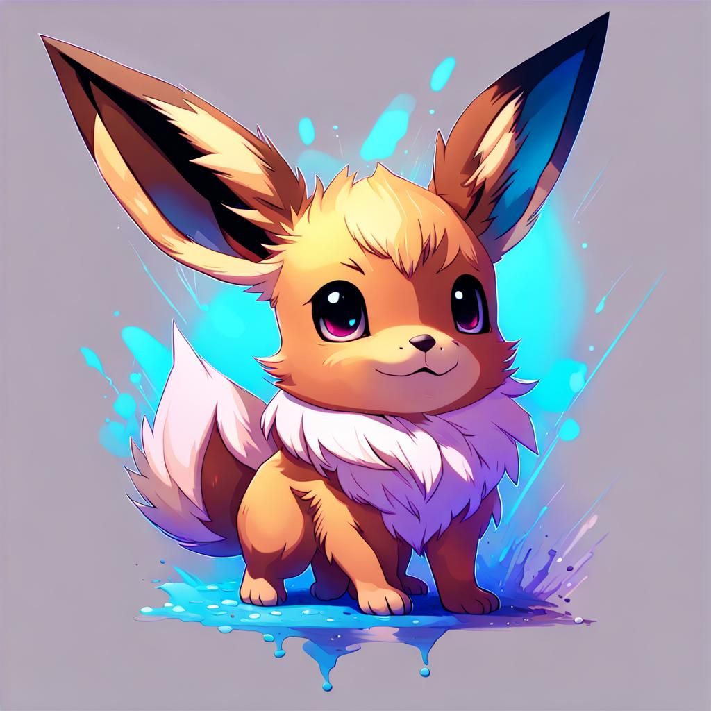 Chibi Eevee Portrait in Digital Art Style