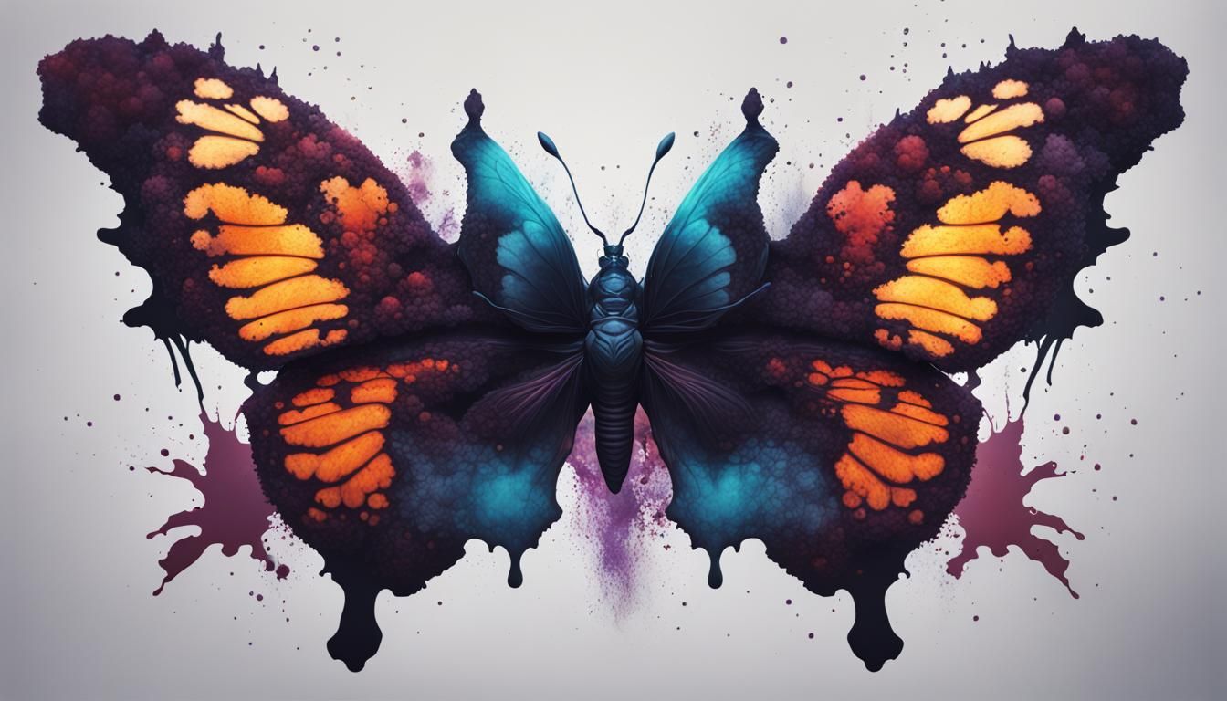 Butterfly Inkblot in Detailed Matte Painting Style