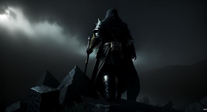 Epic Dark Fantasy Tragic Hero in 3D Shading