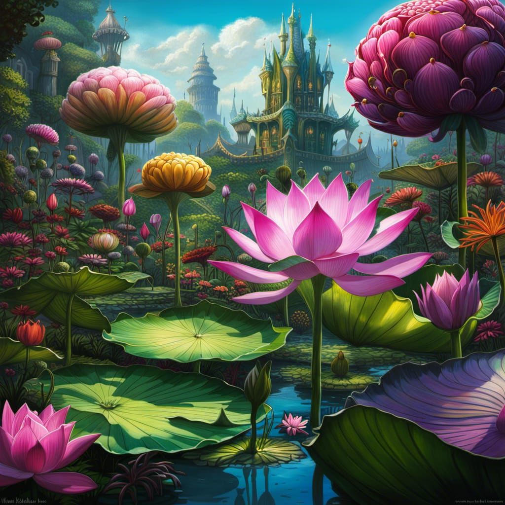 Chromatic Wild Lotus Garden in Bloom