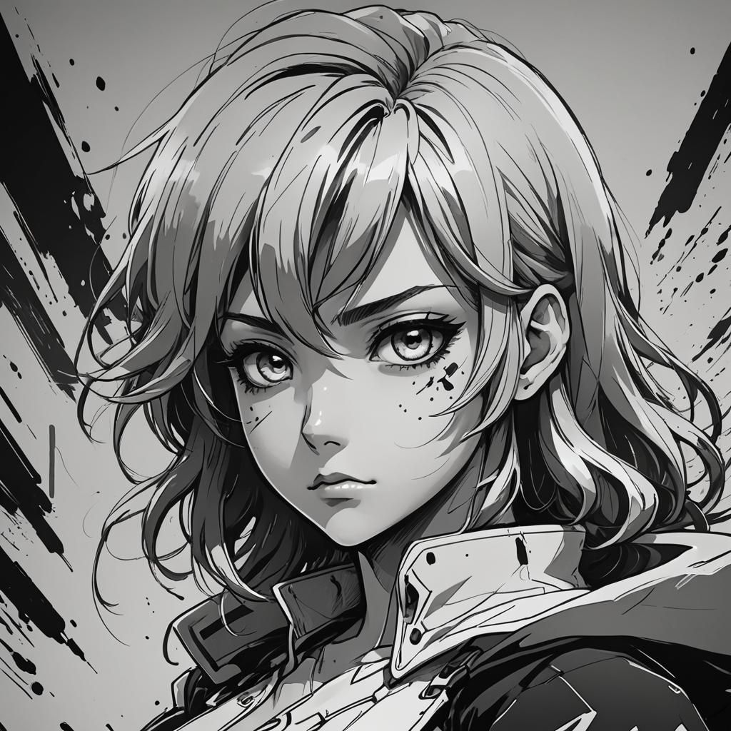 Manga Style Sketch in Black and White