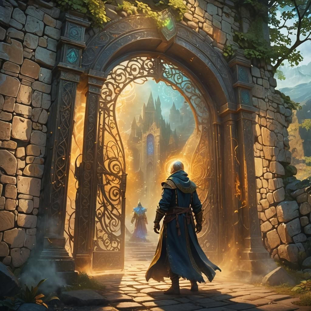 Creature Emerges from Magical Gate: Fantasy Art