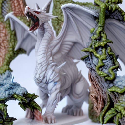 White Dragon Miniature on Arctic Wargaming Terrain