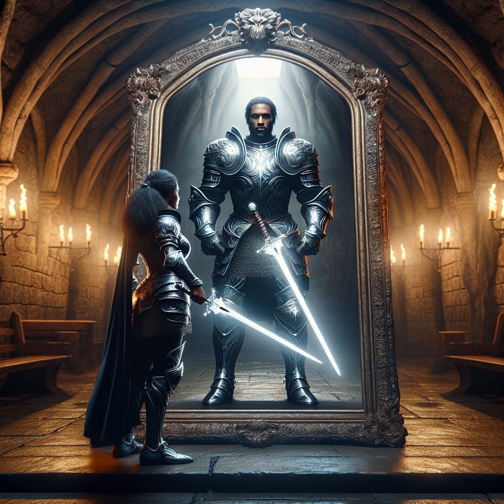 Mirror Reflecting Gender-Swapped Warriors in Stone Hall