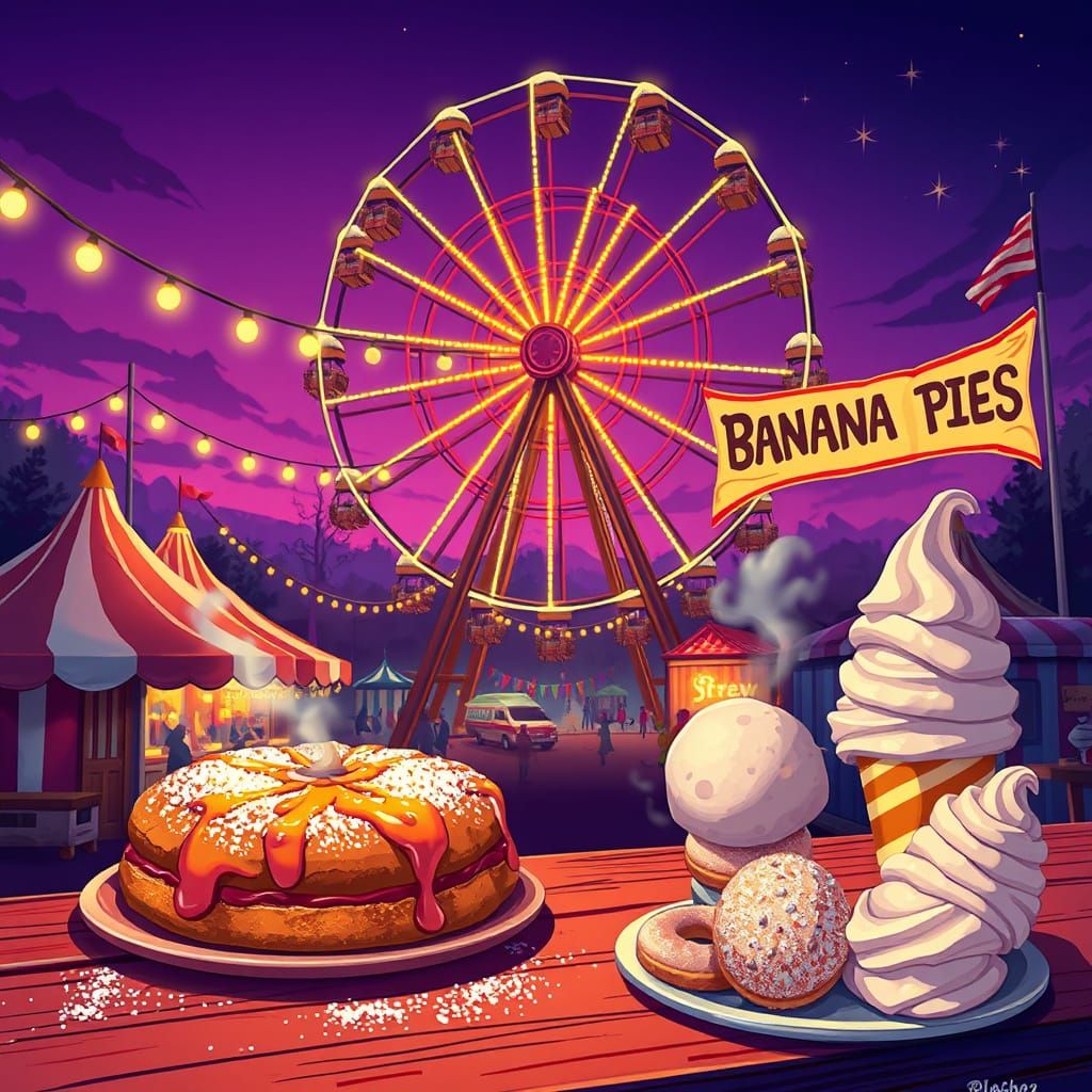 Whimsical Haunted Carnival at Dusk: A Sweet and Eerie Scene