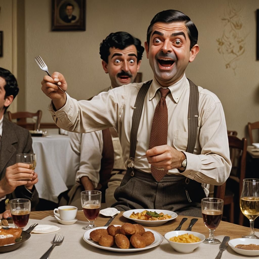 Mr. Bean's Chaplin Act: Hyperrealistic Restaurant Comedy