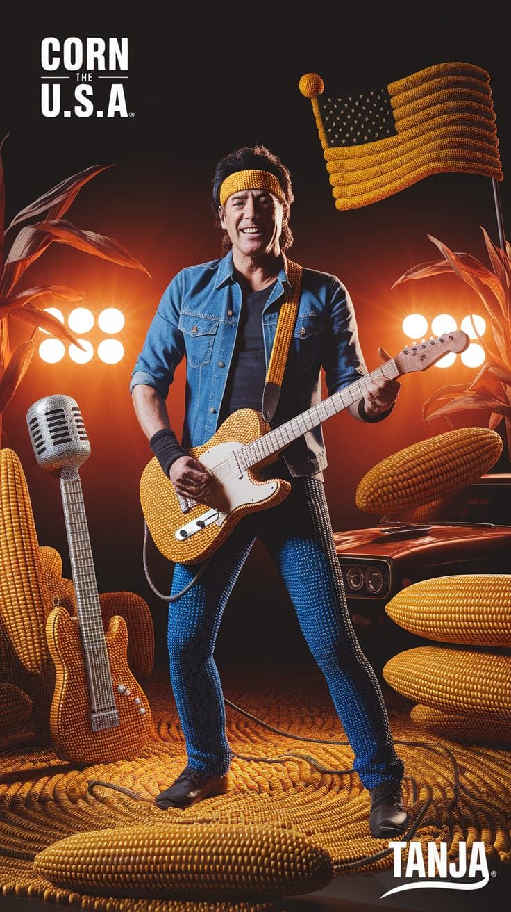 Bruce Springsteen as Corn Cob Sculpture in Vibrant Festival ...