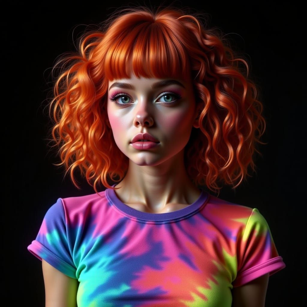 Neon Grunge Portrait of an Irish Woman with Copper Hair