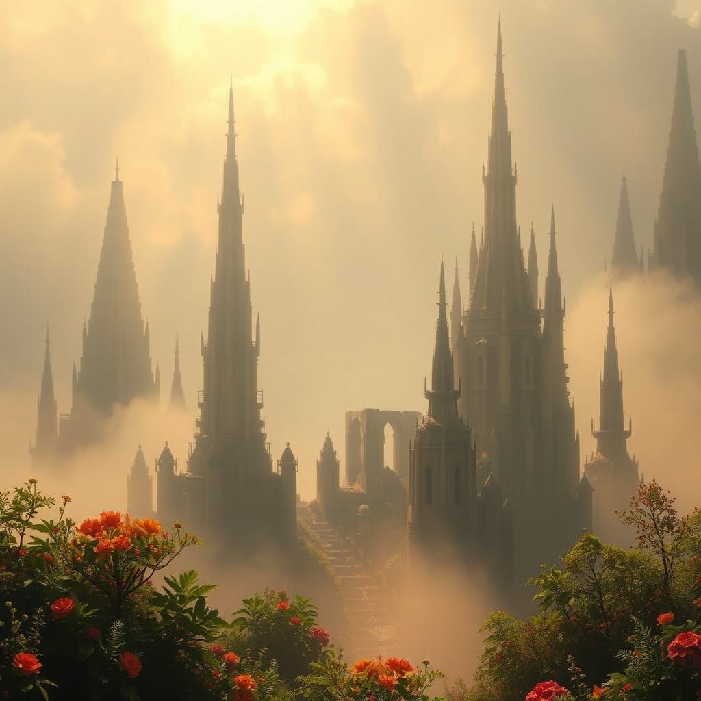 Ethereal Spires of Ancient Aldmeris in Golden Light