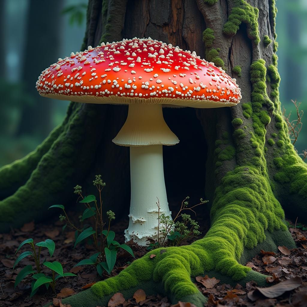 Mystical Mushroom in Dreamlike Forest