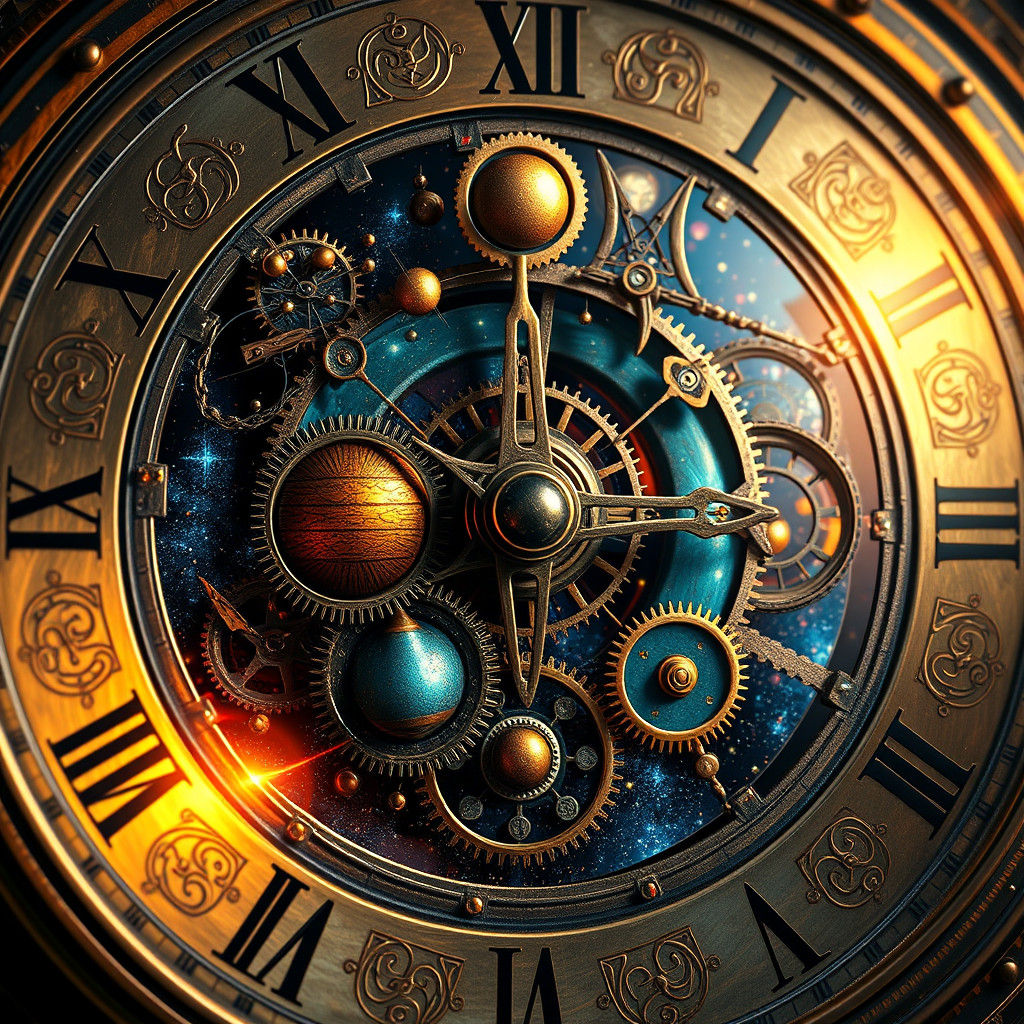 Celestial Clockwork: A Surreal Cosmic Dance