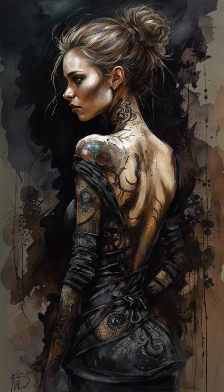 Woman in Black Dress: Dark Fantasy Portrait