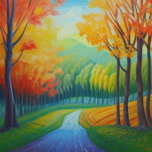 Neo-Impressionist Harvest: Colorful Acrylic Painting