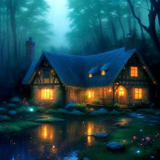 Enchanted Witchy Cottage in Ethereal Forest