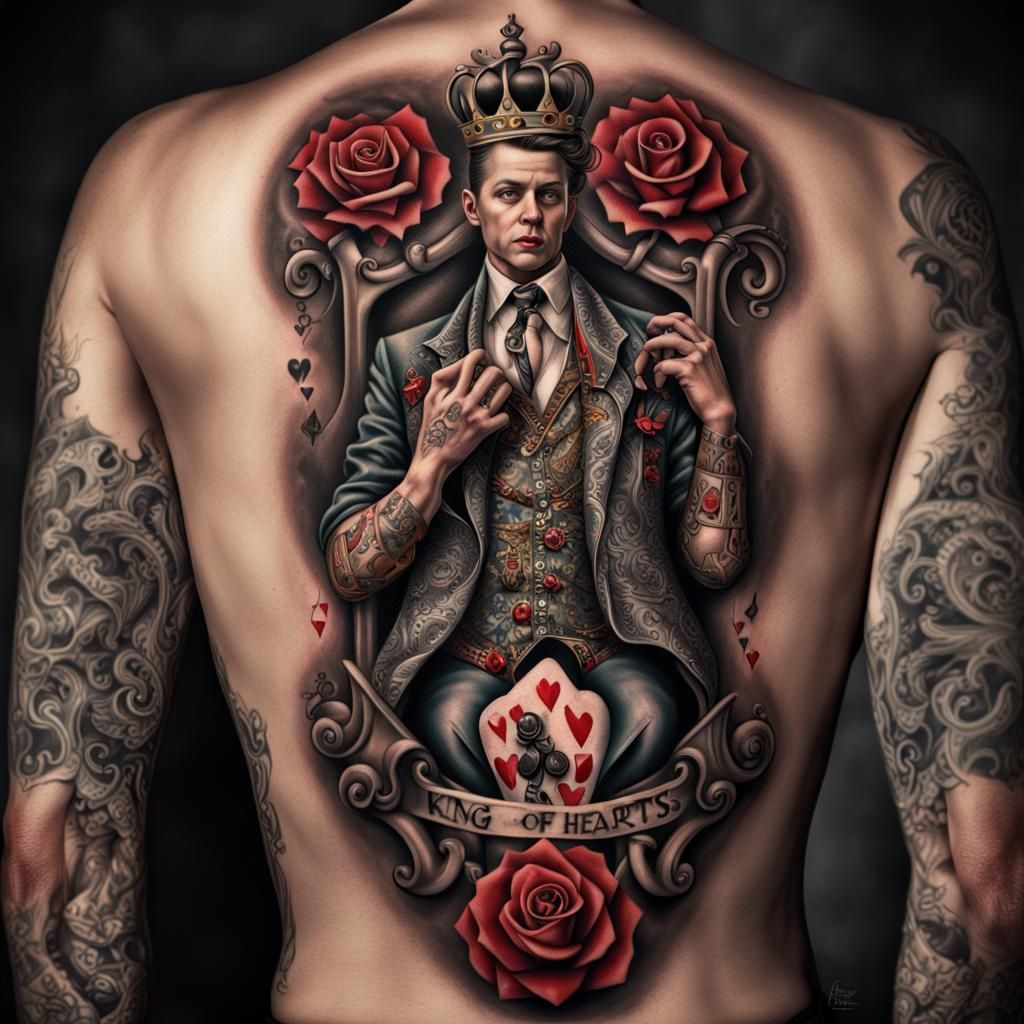 Rockabilly King of Hearts Tattoo Design