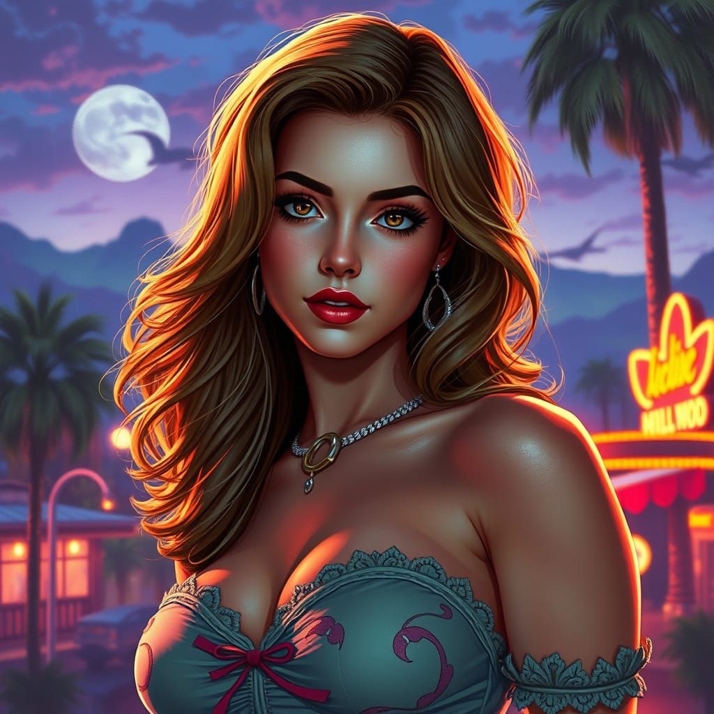 Retro American Woman in Hollywood Style