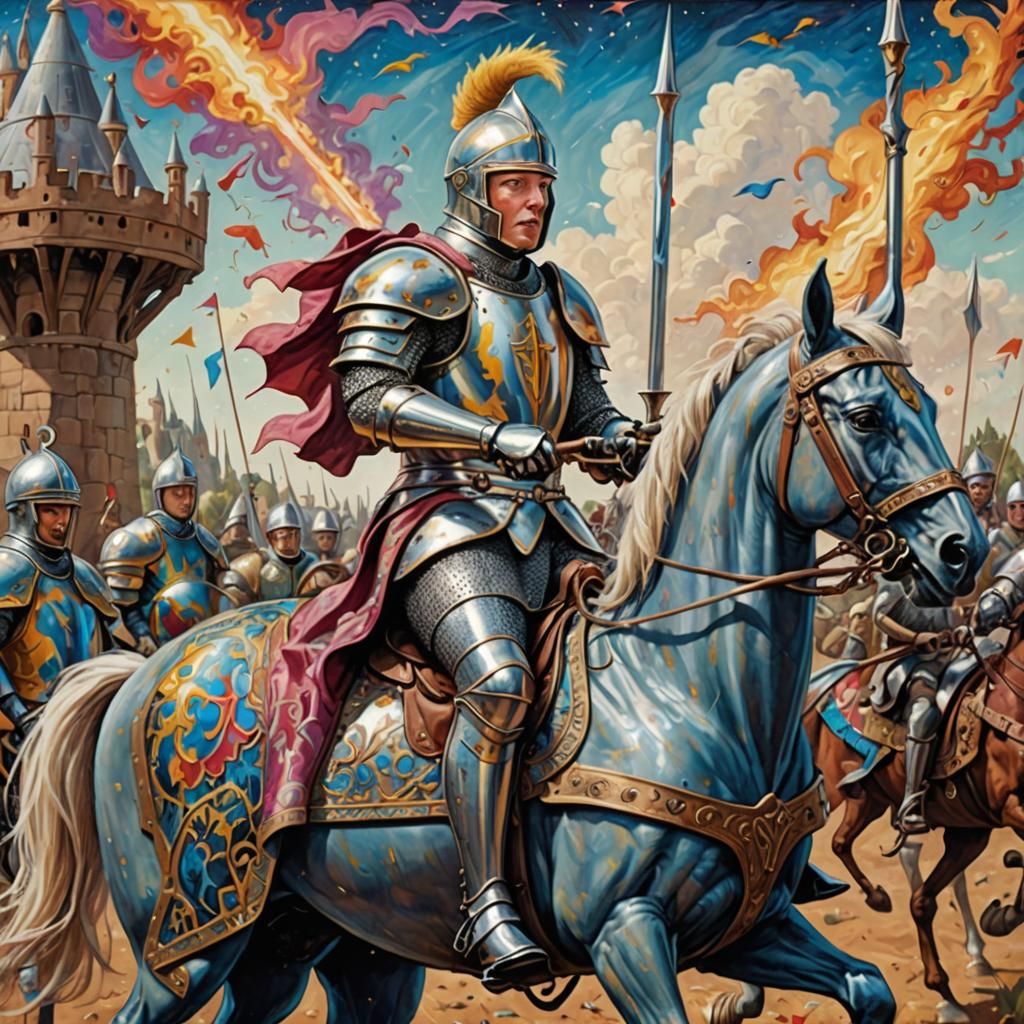 Elon Musk as Jousting Knight in Renaissance Art