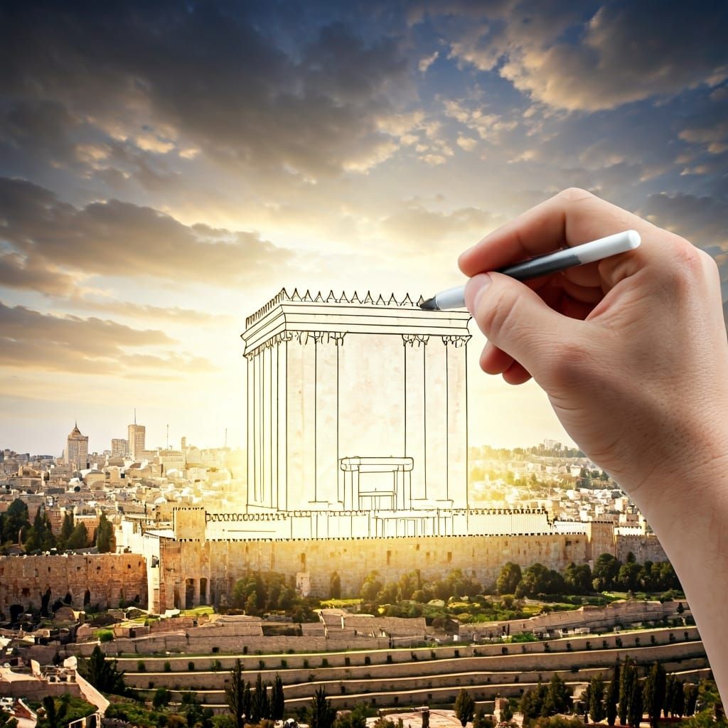 Drawing the Jewish Temple in Jerusalem