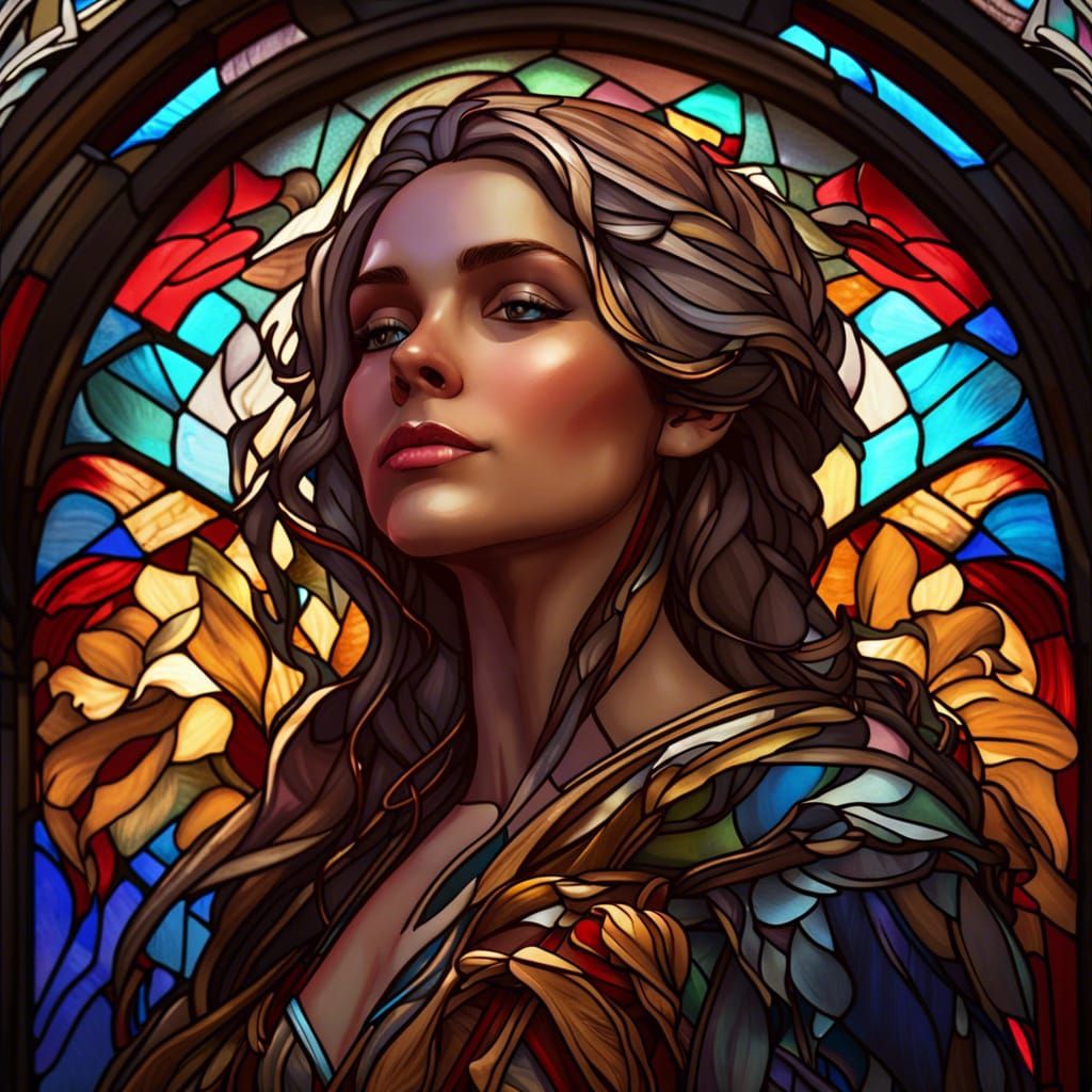 Stained Glass Portrait in Hyperdetailed Style