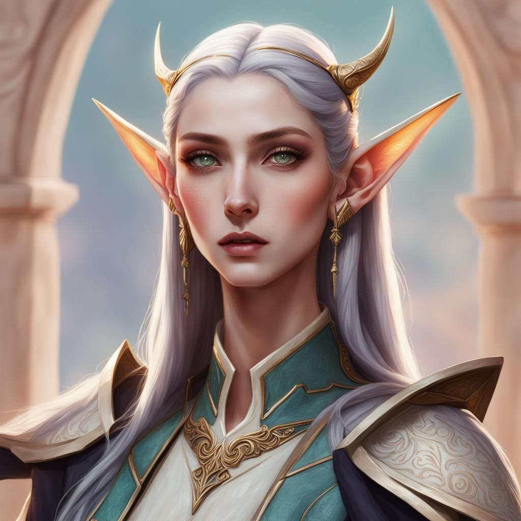 Detailed Photo of a Female High Elf in Pastel