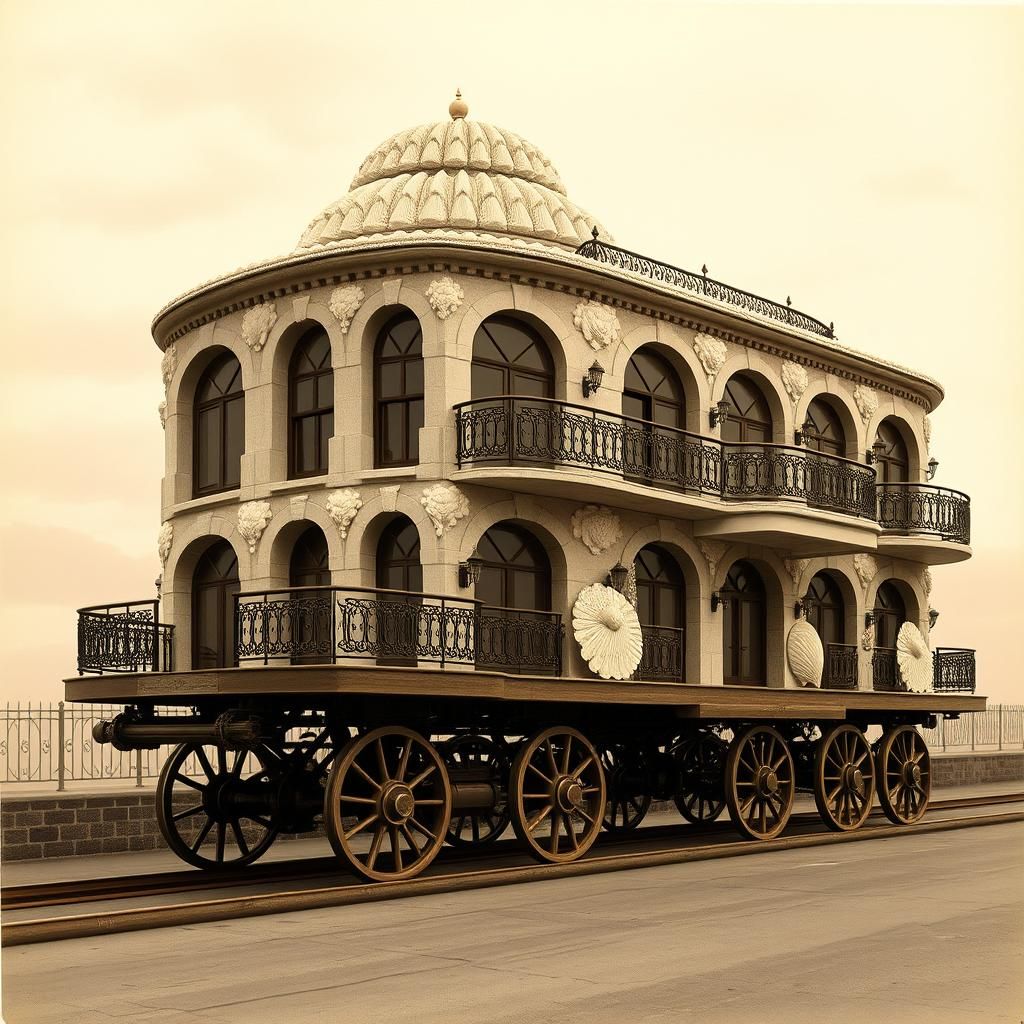 Art Deco Seashell Traveling Villa on Wheels