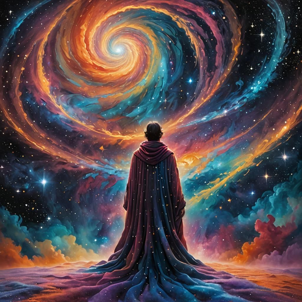 Mystical Being in Shimmering Galaxy: Cosmic Fantasy Art