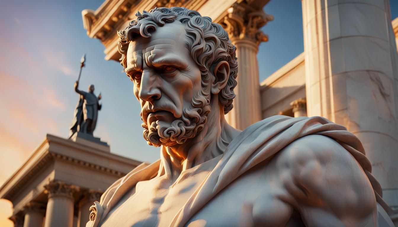 Epic Marble Statue of Stoic Hannibal Barca