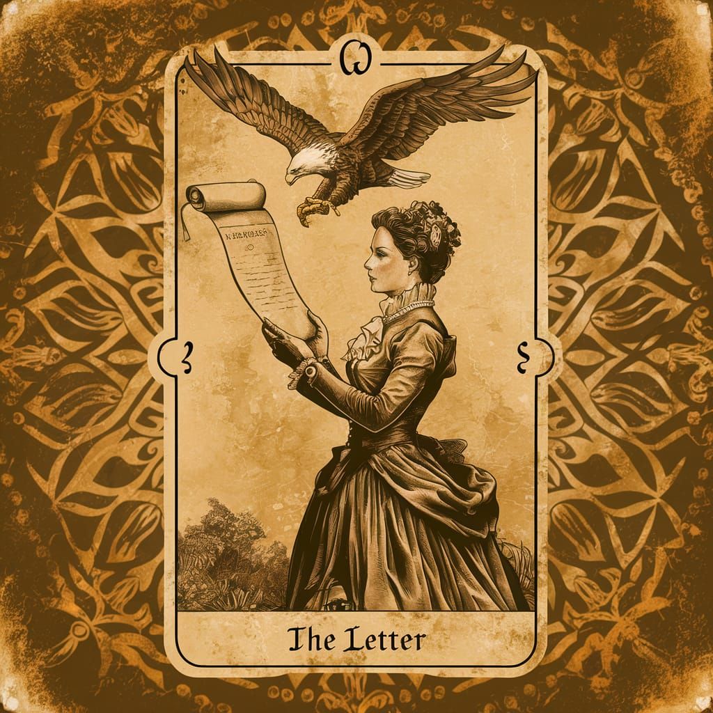 Vintage Lenormand Card 'The Letter' in Sepia Style