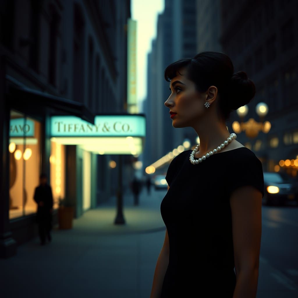 Audrey Hepburn in Cinematic Film Still Style