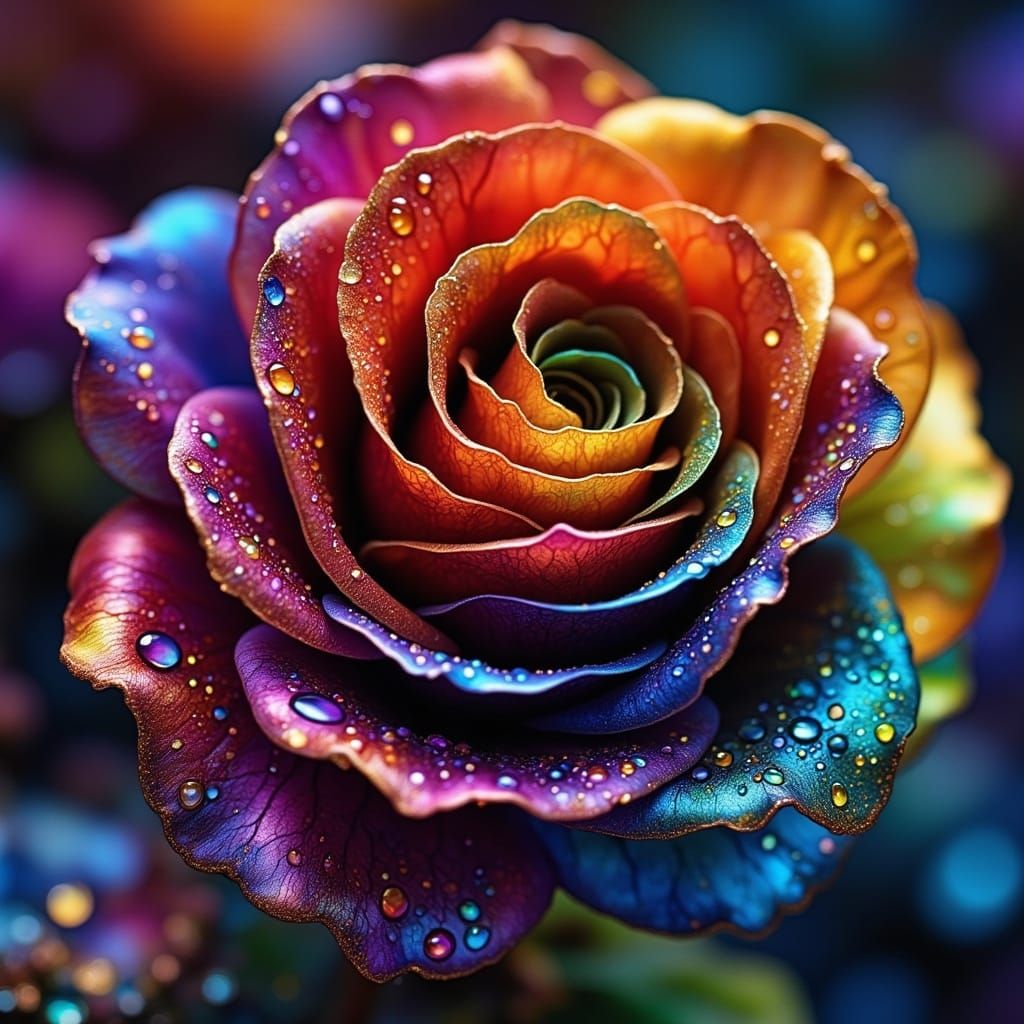 Vibrant Rainbow Rose in Soft Focus