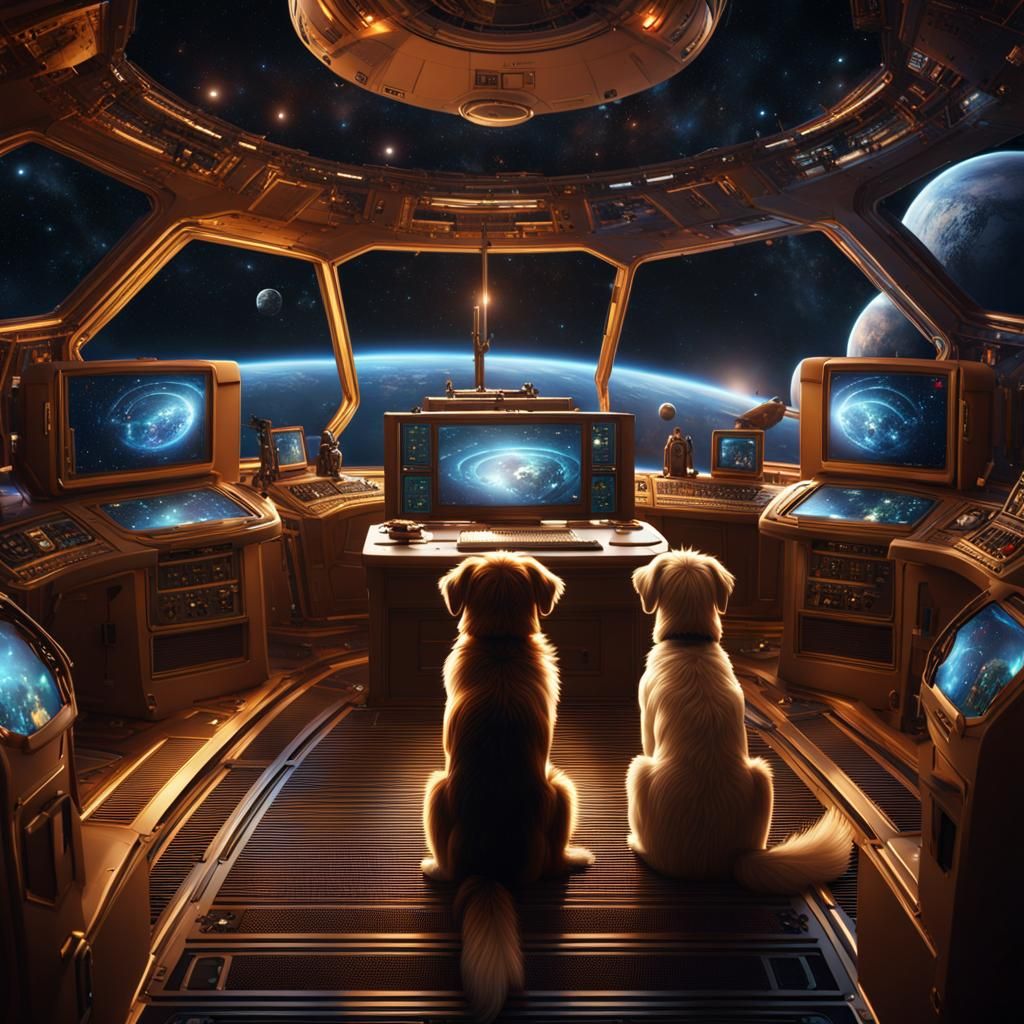 Dogs Explore Space in Detailed Matte Painting