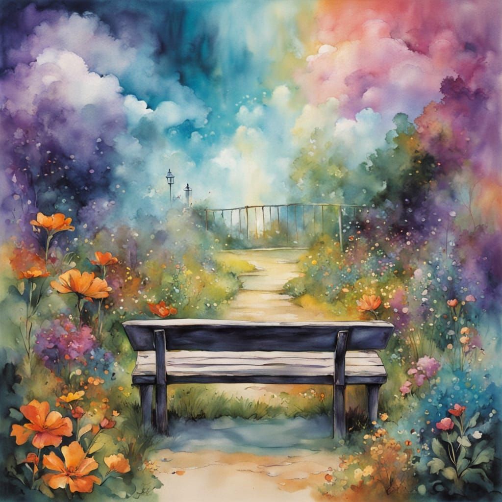 Magical Garden: Rainbow Explosion in Alcohol Ink Style