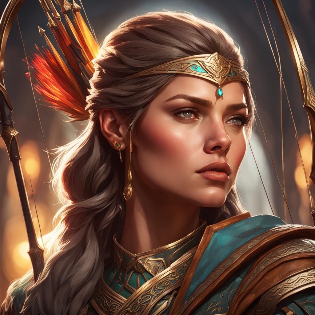 Fantasy Archer Portrait in Detailed Digital Art Style