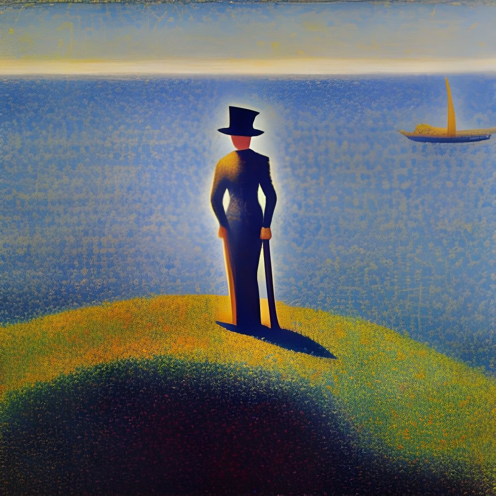 Wanderer Above the Sea of Fog in Pointillist Style