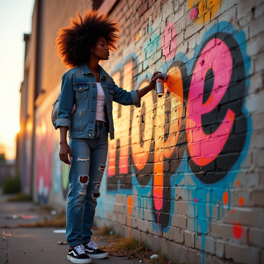 Stunning African American Woman Paints Hope on Urban Wall