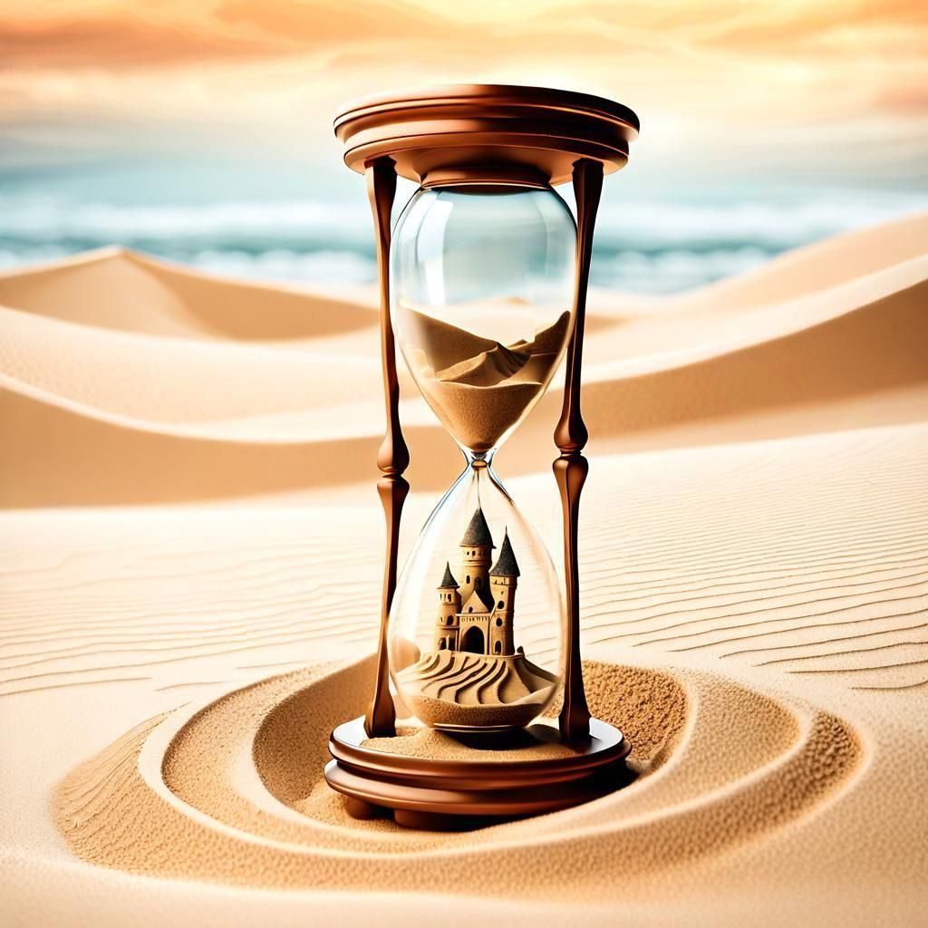 Hourglass Sandcastle: Surreal Matte Sandscape