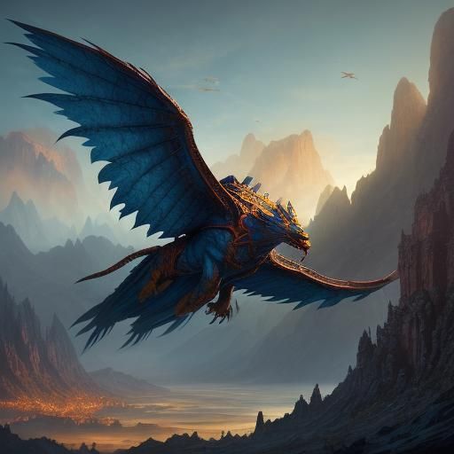 Superman vs Golden Dragon Over Ancient Mountains