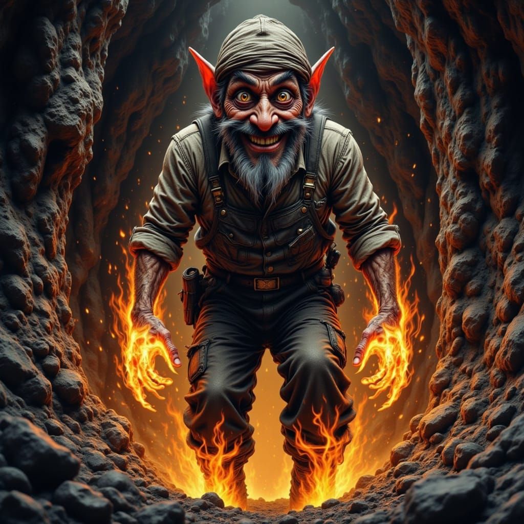 Flame Legs: Miner Becomes Superhero in Comic Art Style