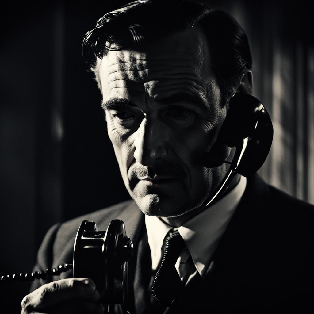 Film Noir: Sad Man with 1940s Telephone