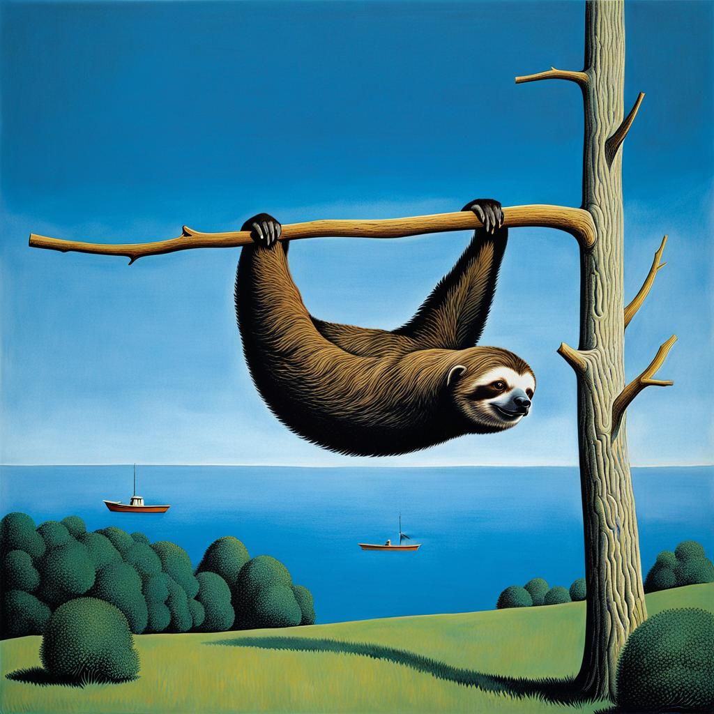 Surreal Sloth in the Style of Magritte