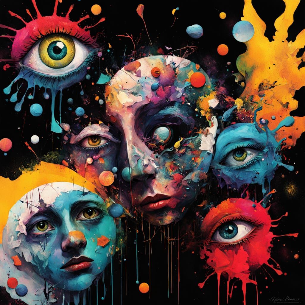 Eerie Anime Surrealism: Chaotic Colors in a Dreamscape