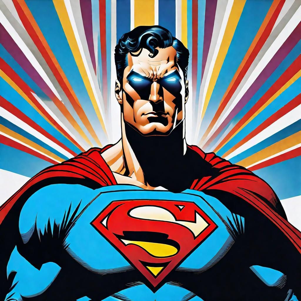 Surreal Anthropomorphic Superman in Psychedelic Minimalism
