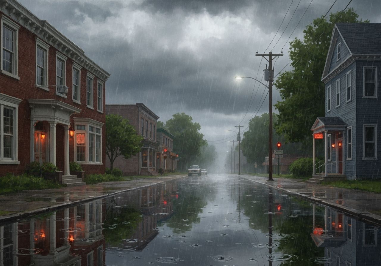 Summer Storm on Main Street: Watercolor Fantasy Art