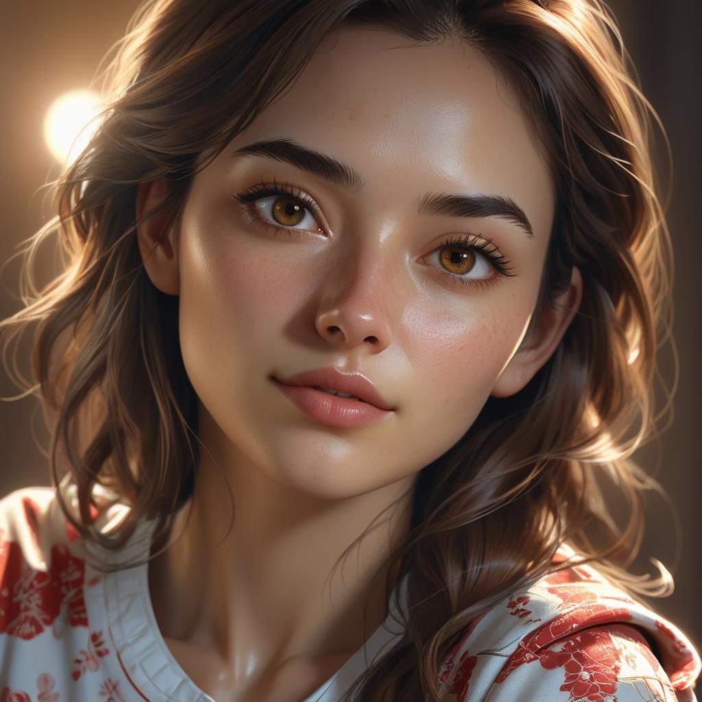 Beautiful Girl Portrait in Art Nouveau Style