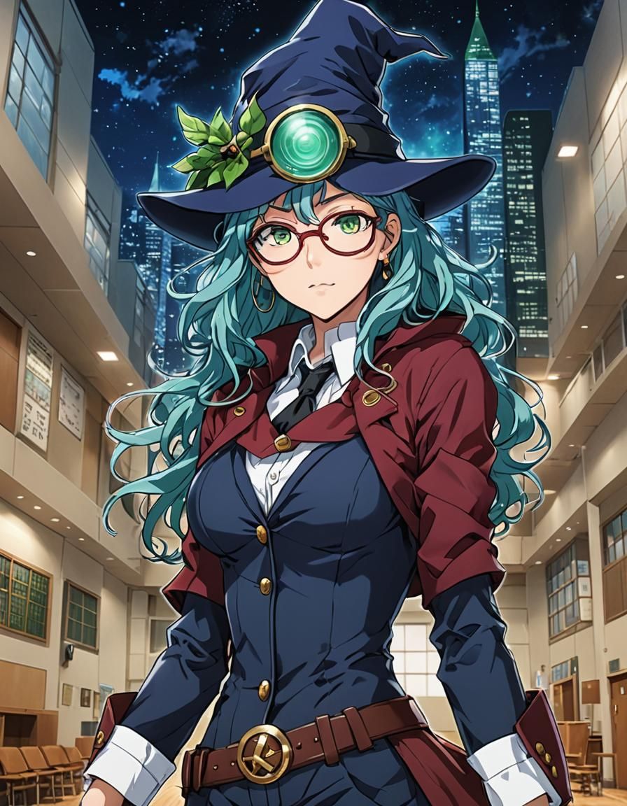 Anime-Inspired Young Witch in Elegant Outfit