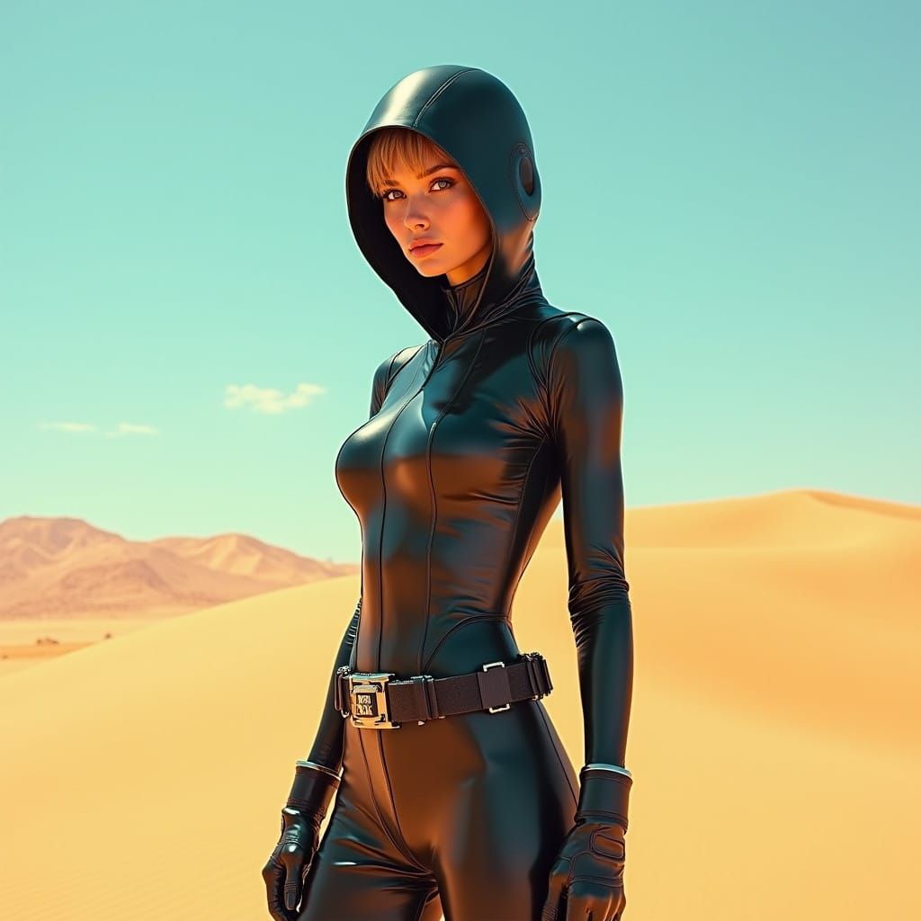 Latex Heroine Stands Tall in the Golden Desert