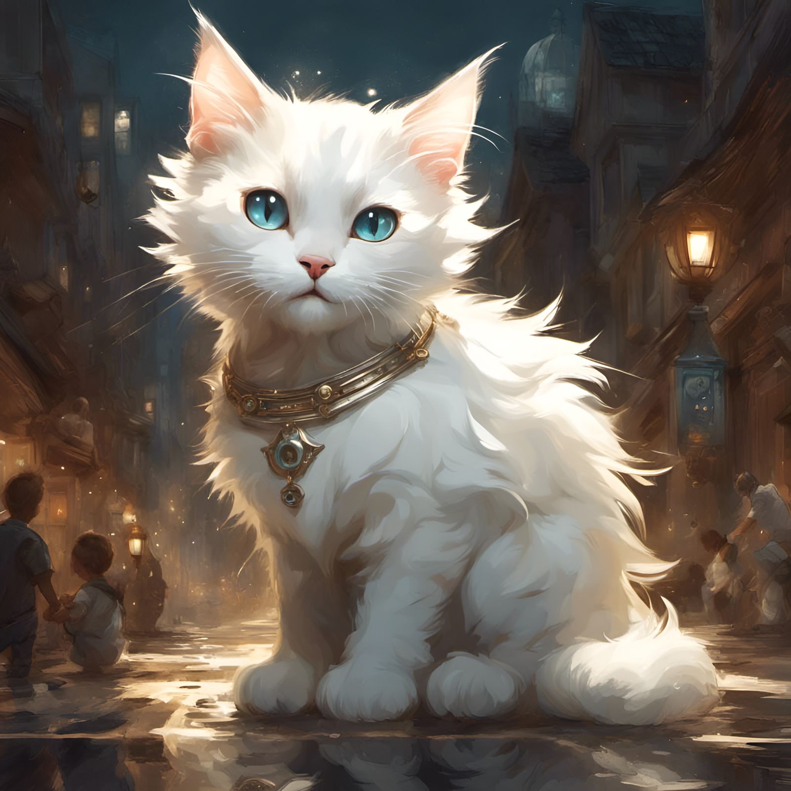 Chibi Cat Ghost in Detailed Digital Art