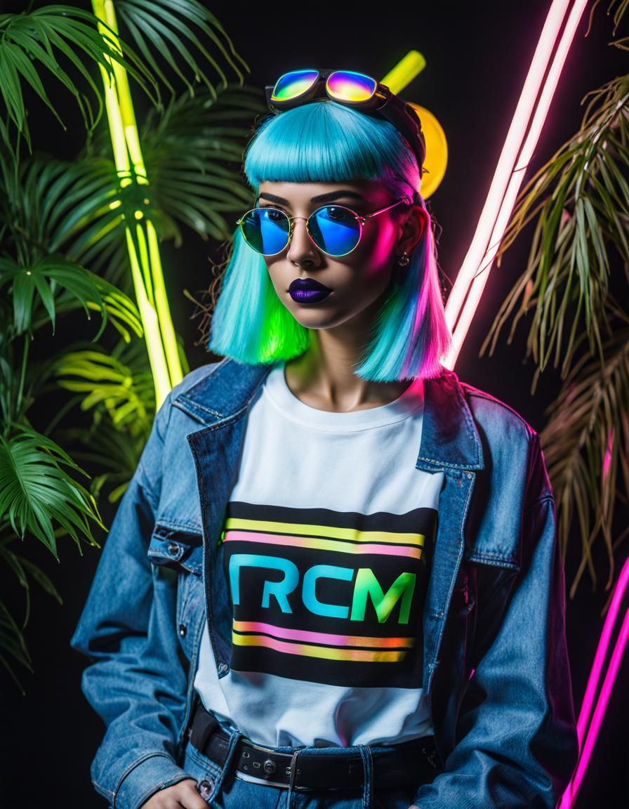 Queer Model at Rave with Glow Sticks