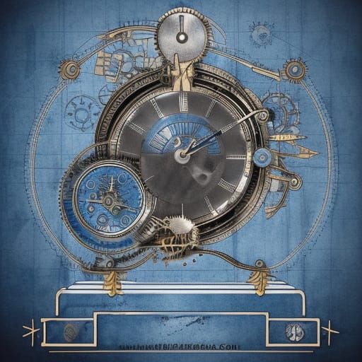 Steampunk Time Machine Blueprint on Vintage Paper