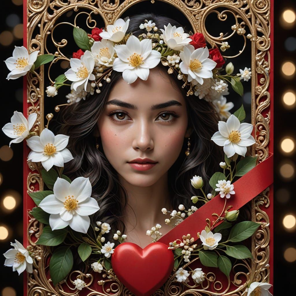 Exquisite Valentine's Day Envelope with Delicate Floral Acce...